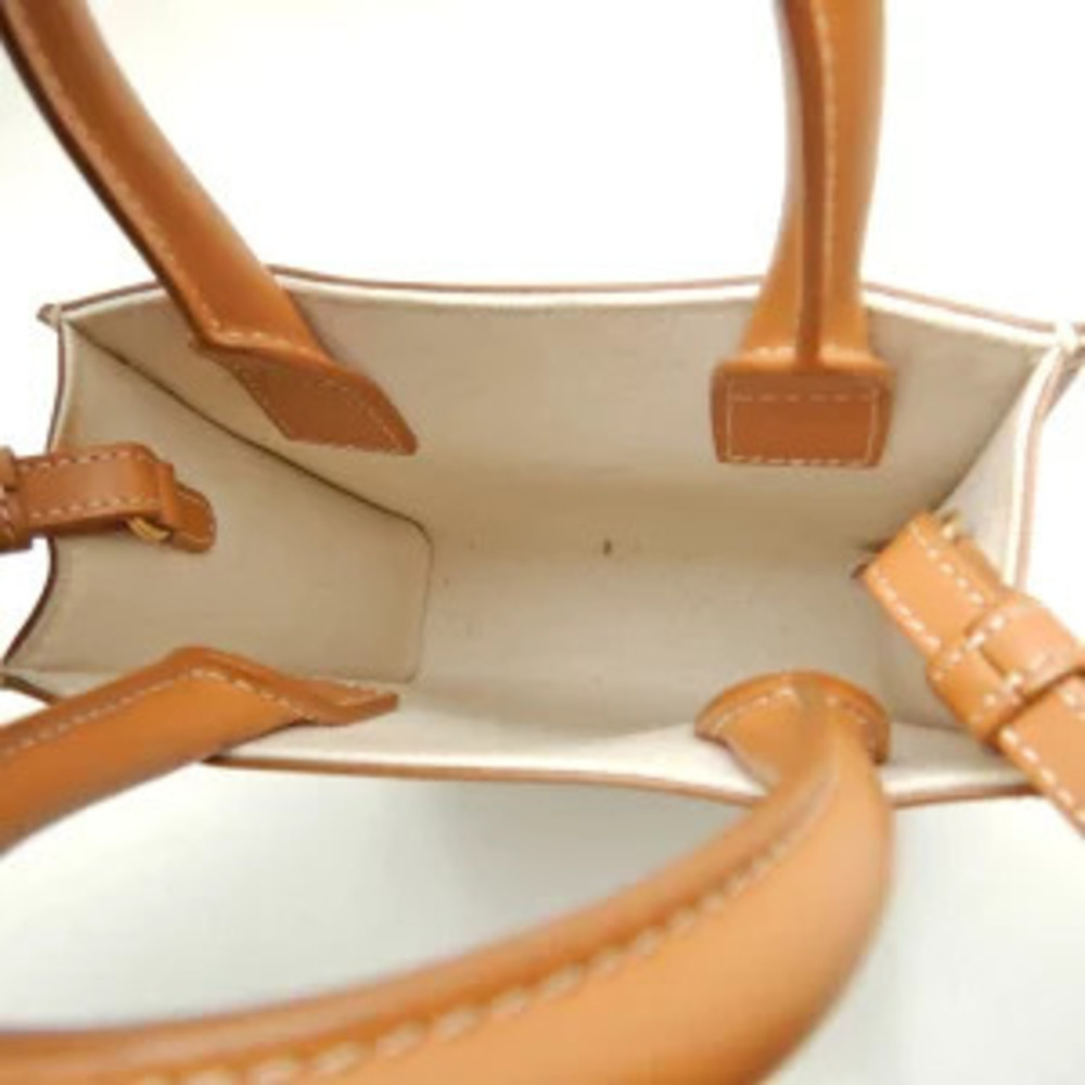 CELINE Vertical Cabas Tote Bag Canvas Calfskin Tan - Picture 7 of 9